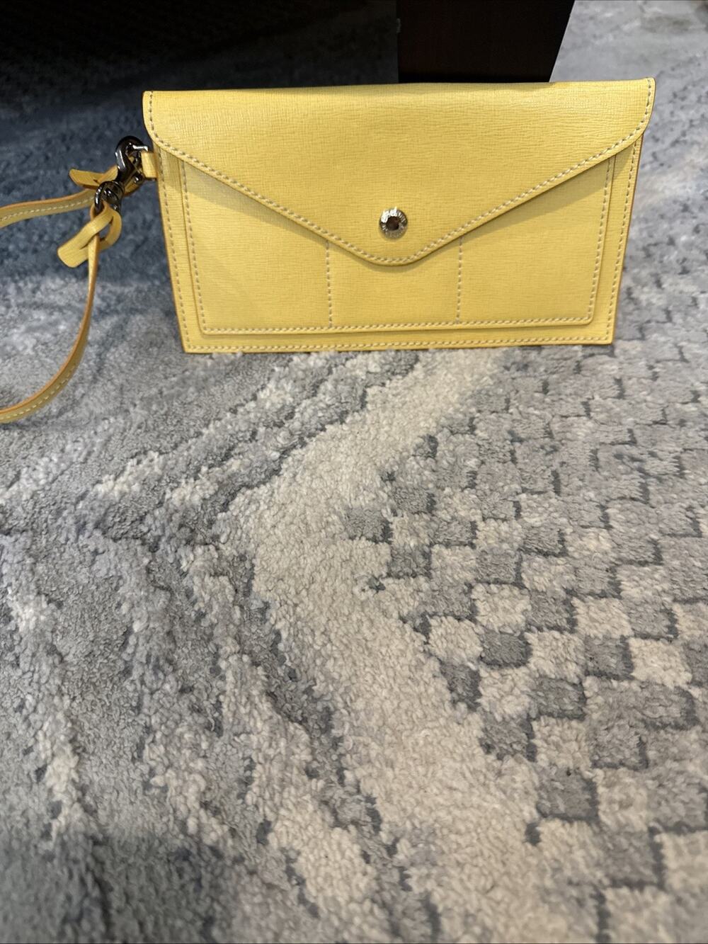 Dooney & Bourke Ashby Envelope Clutch pouch Wristlet Yellow Saffiano Leather